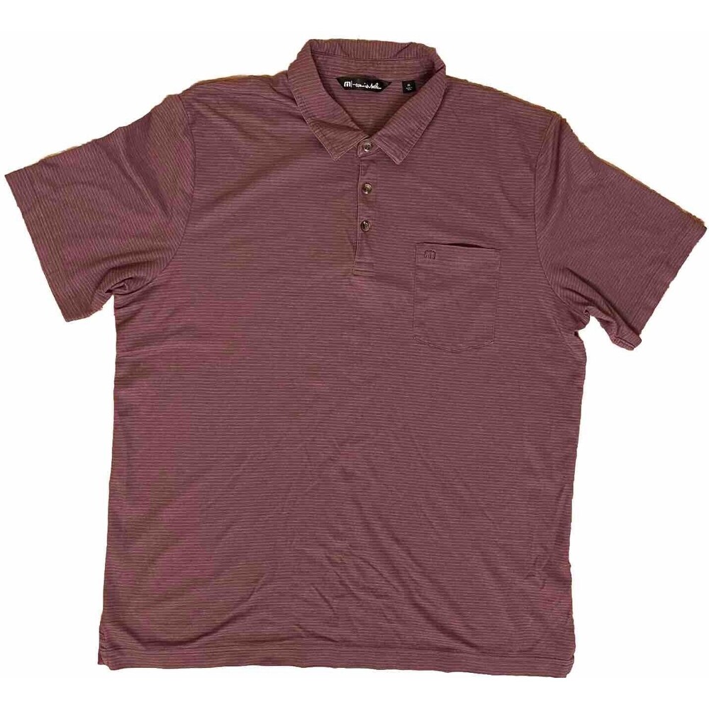Travis Matthew Polo Shirt Men Extra Large Red Striped Short Sleeve Pima Cotton